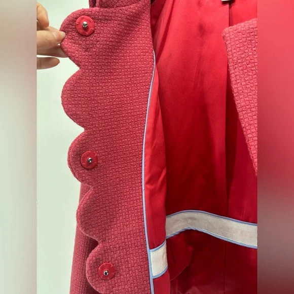 Boden pink wool blend jacket with scalloped hem size 8 - Picture 8 of 15